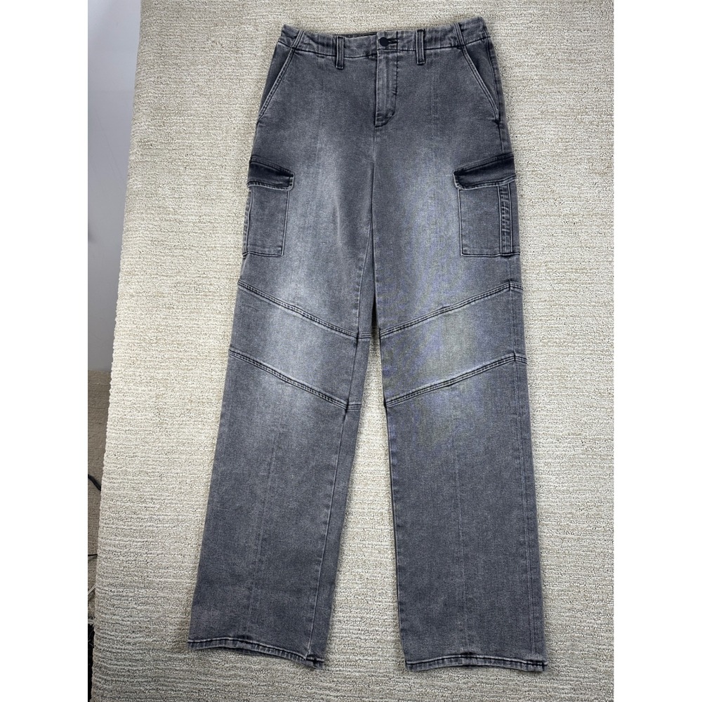 L'AGENCE Brooklyn High Rise Utility Wide Leg Cargo Jeans Grey Magnesite 28